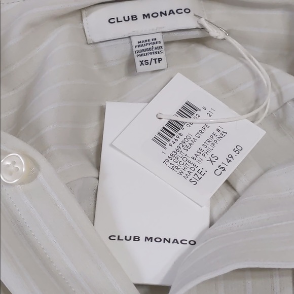 2x 👯‍♀️Host Pick⚡️Club Monaco Long Sleeve Split Seam Striped Shirt - Picture 11 of 15